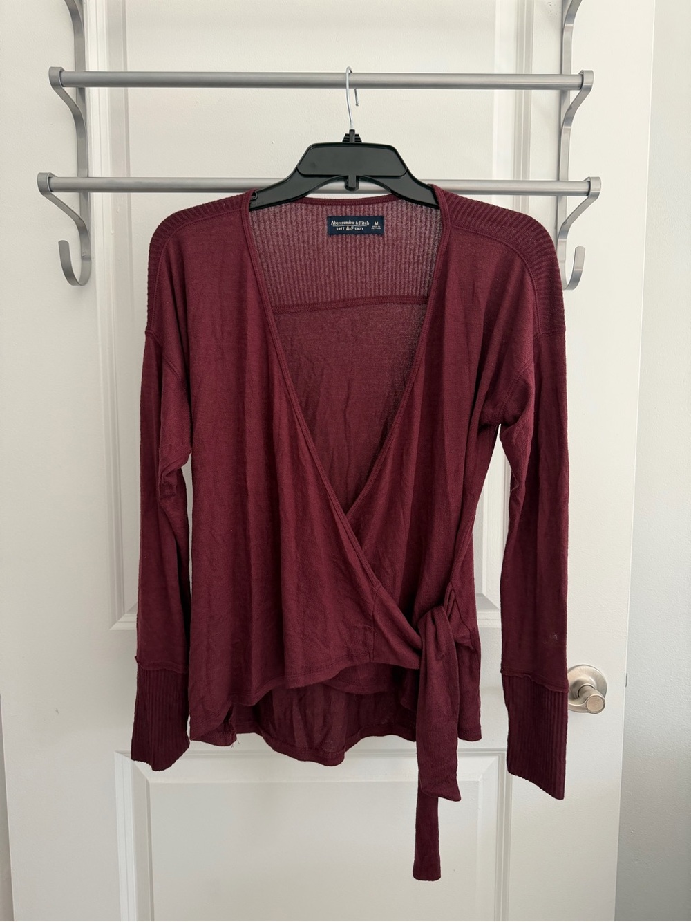 Abercrombie & Fitch Women's Deep Wine Wrap Knit Top